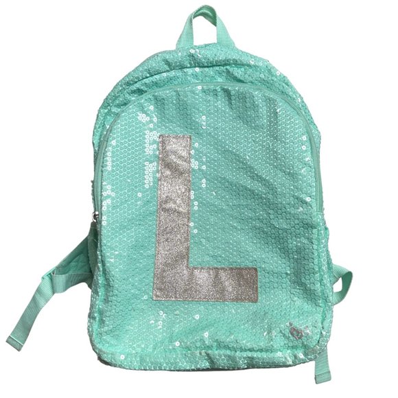 justice backpacks with letter l